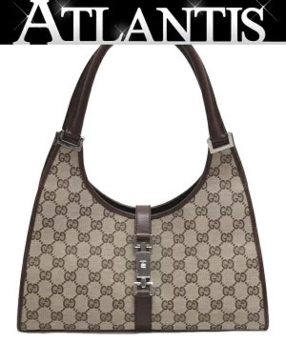 Gucci Jackie GG Handbag Brown Canvas x Leather